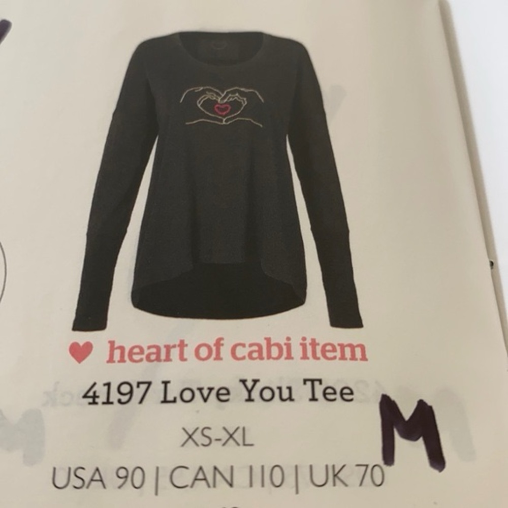 Medium CAbi Black Love You Tee